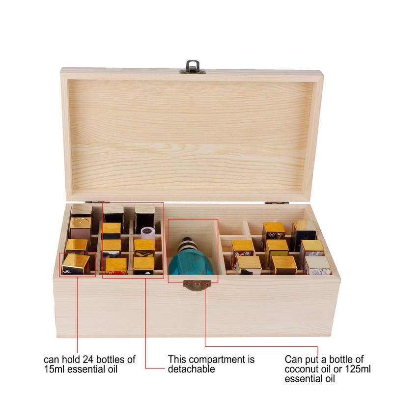 Wooden Essential Oil Storage Box 25 Compartment Storage Box Essential