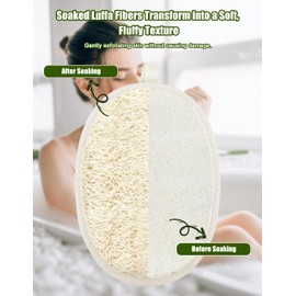 Itingy Natural Loofah Sponge 4 Pack, Exfoliating Body Scrubber, Made with Eco-Friendly and Biodegradable Bath Luffa Sponge, Shower Loofa for Women and Men, Beige