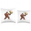 Bigfoot Throwing Giant Sandwich Funny Throw Pillow
