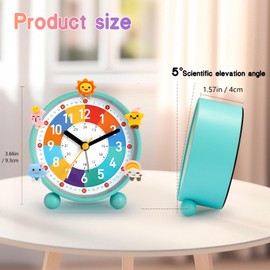 PIXESTT WeckerKinder, Kinderwecker für Schulanfänge, Kein Tickendes Geräusch, Mit Nachtlicht und Schlummerfunktion, Mit 5 Wecker-Dekoration, Geeignet für Das Lernen, Schlaf-Weck-Aufwachen B