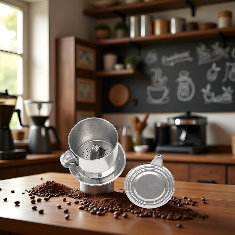 1 Set Vietnamese Coffee Filter Stainless Steel Coffee Pot Drip