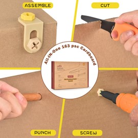 ZLemma Cardboard Construction Tool Kit 163 Pieces-Educational Toys for at-Home Play + Classroom Learning | Reusable Cardboard Tools for Kids