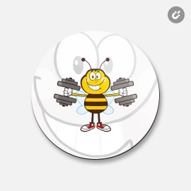 Unbranded Happy Bee Training Gym Animal | 4'' X 4'' Round Decorative Magnet