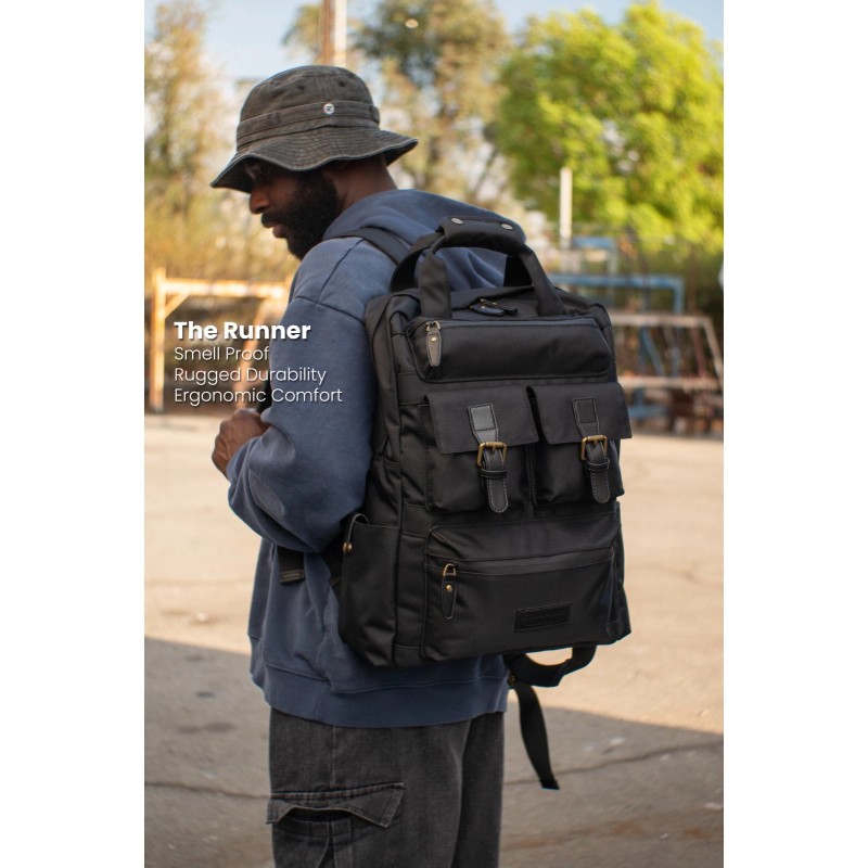 Stash Proof Smell Proof Runner Backpack, Multiple Odor Resistant Compartments