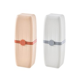 MINGCHENGYUAN 2 Piezas Estuche para cepillos de Dientes de Viaje, Soporte para Cepillo de Dientes con Tapa, portátil contenedor de Dientes, Estuche para cepillos de Dientes (Rosado+Gris)