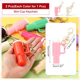 PATIKIL Mini Tumbler Keychain, 2Pcs Mini Cup Keychain Lip Balm Holder Cute Charm Key Chain for Backpack Charm Women Purse Handbags, Pink, White Butterfly
