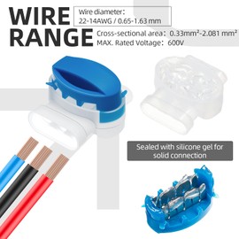 20Pack Wire Connectors Electrical IDC 314-Box Waterproof, GIBBAB 3-Way Boundary Pigtail Locks Wire Connector Electric 22-14AWG Cable Self-Stripping Outdoor Splice for Robotic Lawn Mowers Irrigation