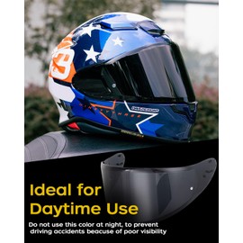 Soman RF-1400 RF 1400 Visors Shield Replacement, CWR-F2 Visor Face Shield Compatible With RF-1400 CWR-F2 Z8 NXR2 UV Protection (Deep Smoke)