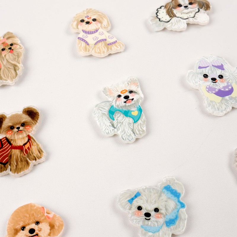9 Pcs Cute Cartoon Puppy Fridge Magnets，9 Different Breeds of