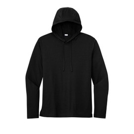 SPORT-TEK PosiCharge Tri-Blend Wicking Long Sleeve Hoodie ST406, Black Triad Solid, X-Large