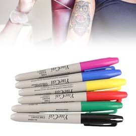6 Unids/set Marcador de Piel para Piercing de Tatuaje, Marcadores de Tatuaje Temporal para la Piel, Bolígrafos de Tatuaje Hacen Líneas, Tinta de Tatuaje Temporal de Grado Cosmético
