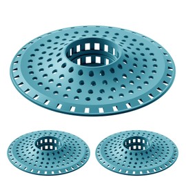 Aluvor Shower Hair Drain Catcher, Silicone Bathtub Drain Hair Catcher Strainer, All-in-one Tub Hair Catcher Drain Protector for 1.48'' to 1.76'' Regular Drains, 3PCS/Light Blue