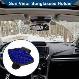Hihaha Auto-Sonnenblende Sonnenbrillenhalter Modisch Magnetisch für Auto SUV LKW/Strapazierfähiger Visier-Organizer aus PU-Leder / 1 Stück Blau Kunst-Diamant