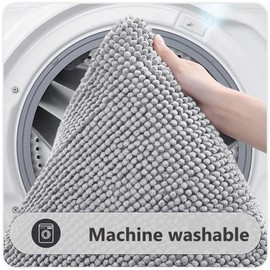 flintronic Non-Slip Bath Mat,50 x 80 cm Chenille Bath Mat, Soft and Comfortable Bathroom Mat, Super Absorbent Fluffy Bath Mats for Bathroom, Machine, Washable Quick Dry-Silver Gray