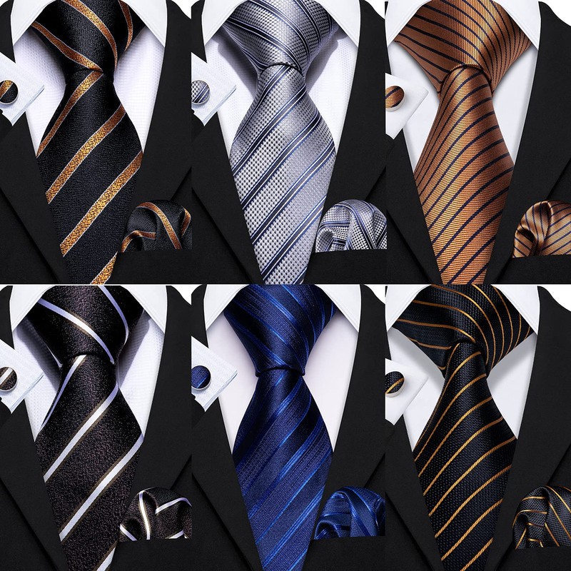 Barry.Wang Corbata clásica de seda para hombre, corbata de regalo