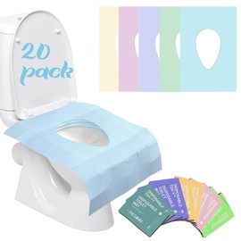 YOUNGTIME Toilet Seat Covers Disposable 20 Pack, Faster use-Sticker Free XL Waterproof Toilet Seat Cover for Adults and Kids Potty Training,Travel Accessories for Public Restrooms,Airplane(Colorful)
