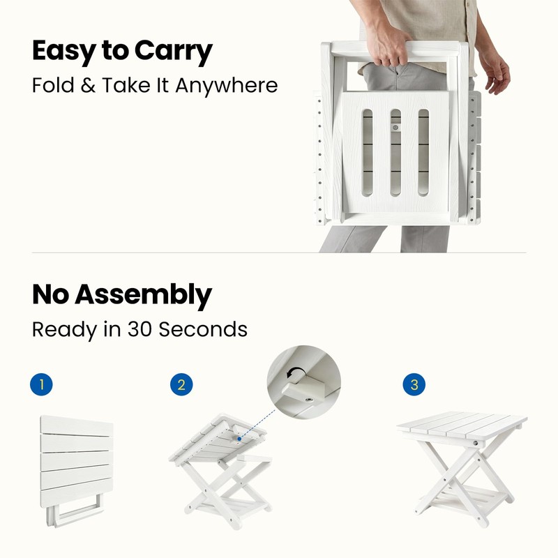 Leafory 2-Tier Folding Outdoor Side Table, Heavy Duty HDPE Patio