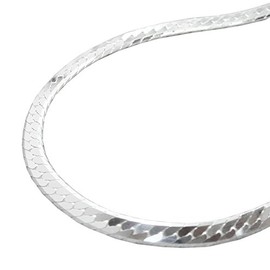 Chain necklace women curb chain flattened from 925 silver diamond cut necklace length 45 cm width 3 x 0,5 mm