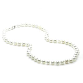 Oriente Pacific - Collar de Perlas Cultivadas Blancas 7-8mm con Broche de Filigrana Plata .925