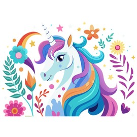 CafePress Colorful Whimsical Unicorn 8.5" x 4.5" Zipper Cosmetic Pouch