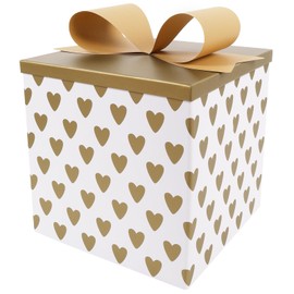 BIOBROWN Medium Birthday Gift Boxes with Lids for Presents, 9x9x9 Inches Hearts Design Collapsible Gift Box for Valentine's Day, Party, Any Occasion