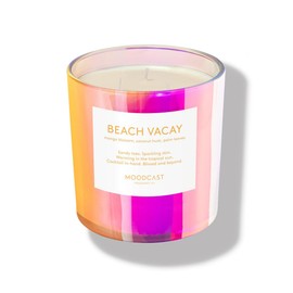 Moodcast Beach Vacay 3 Wick Scented Candle - Large Aesthetic Candle for Home, Mango Blossom, Coconut & Palm Leaf, Clean Coco Wax Blend, Vegan, Paraben Free, 100-Hour Long Lasting Burn - 24oz
