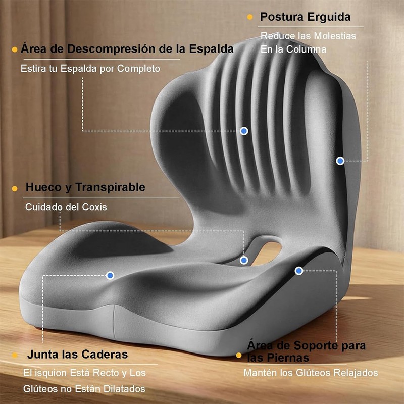 Vervex Cojín Ergonómico 2 en 1 para Espalda y Asiento,