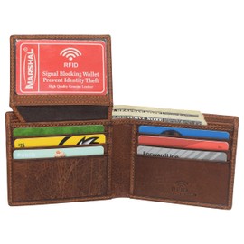 MARSHAL Jesus Fish Men's RFID Blocking Genuine Leather Bifold Trifold Ichthys Wallet (Bifold)
