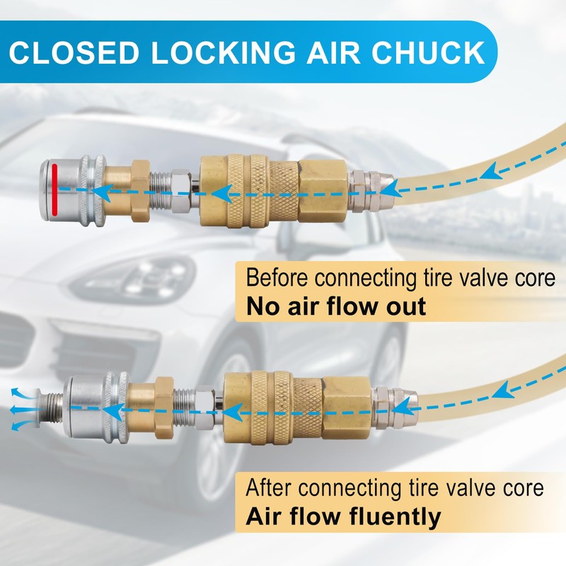 WNCGC Air Chuck,1/4 FNPT Closed Flow Brass Tire Air Chuck,