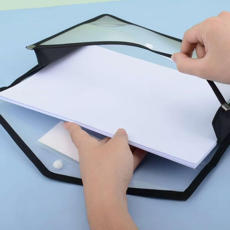 Plastic Expanding Folder, Waterproof Transparent, Snap Closure A4 Size