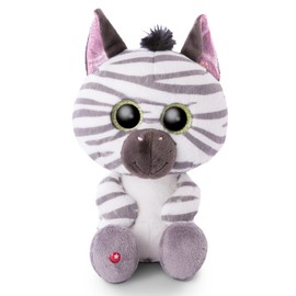 NICI 46951 Original - Glubschis Mankalita 25 cm - Cuddly Toy Zebra Eyes - Fluffy Plush Toy with Large Glitter Eyes - Cuddly Toy for Cuddly Toy Lovers, White/Grey, 9 cm