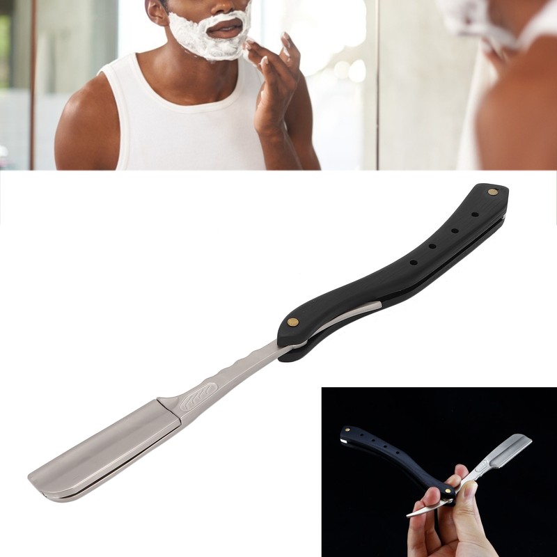 Men's Straight Edge Razor Zinc Alloy Wooden Handle Razor for