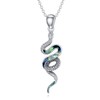 LONAGO 925 Sterling Silver Snake Pendant Necklace for Women Abalone
