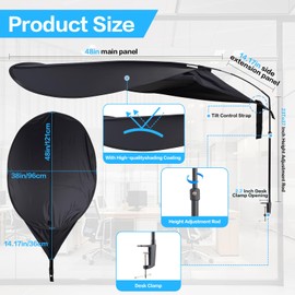 Ayuanb 62''Adjustable Office Cubicle and Desk Shade, Cubicle Shade, Adjustable Working Office Cubicle Accessories, Foldable Plastic Privacy Canopy, Blocks Light, Glare Reduction, Black