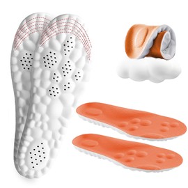 Cloud Soles for Women - Arch Support, Relieve Foot Pain, Soft Memory Foam Cushioning Insoles, Comfortable Massage Insoles (Orange, Women: UK 3-6)