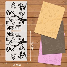 Birds on Branches Background Plastic Embossing Folders for Card Making Branch Leaves Background Scrapbooking Plastic Template Photo Album Card Paper Handmade DIY Craft Decoration Template Molds