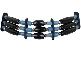 outROAR Gear American Indian Style Bone Choker Necklace, 3 Row Black Buffalo Bone Hairpipe and Blue Bead Unisex Adjustable Choker