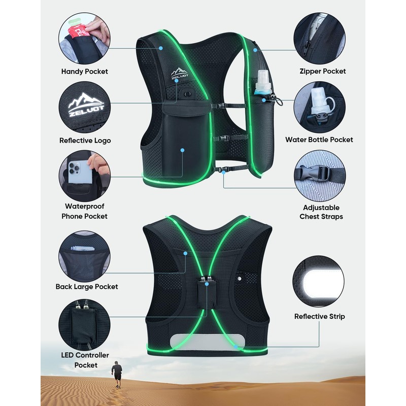 Zelvot Running Vest for Women Men, Adjustable Running Phone Holder