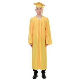 GraduationMall Shiny Graduation Cap and Gown with 2025 Tassel for High School and Bachelor Gold 51(5'6"-5'8")