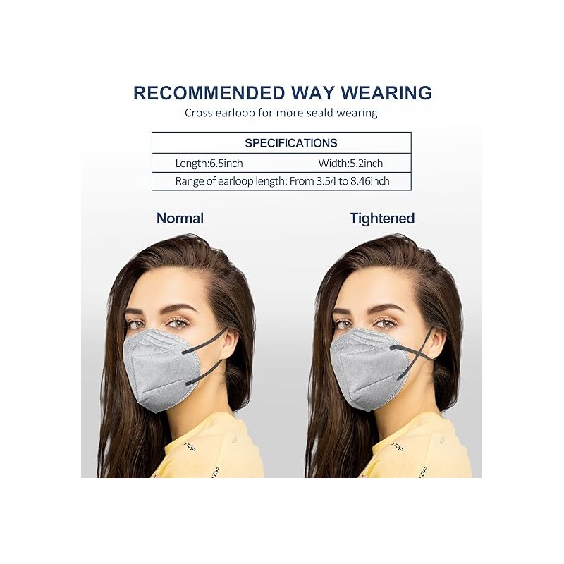 HUHETA 50 PCs KN95 Face Mask, 5-Layer Face Mask Filter