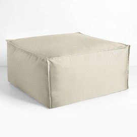 Sorra Home Sunbrella Top Stitch Pouf Cushion - Square, Outdoor Stuffed Plush Ottoman & Foot Rest Stool - Balcony, Patio, Poolside Furniture Accessory - Canvas Cloud (30" x 30" x 15")