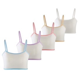 MANJIAMEI 5er Pack Trainings-BH für Mädchen 10-12 Jahre Baumwolle Cami Crop Top Sport-BHS für Kinder