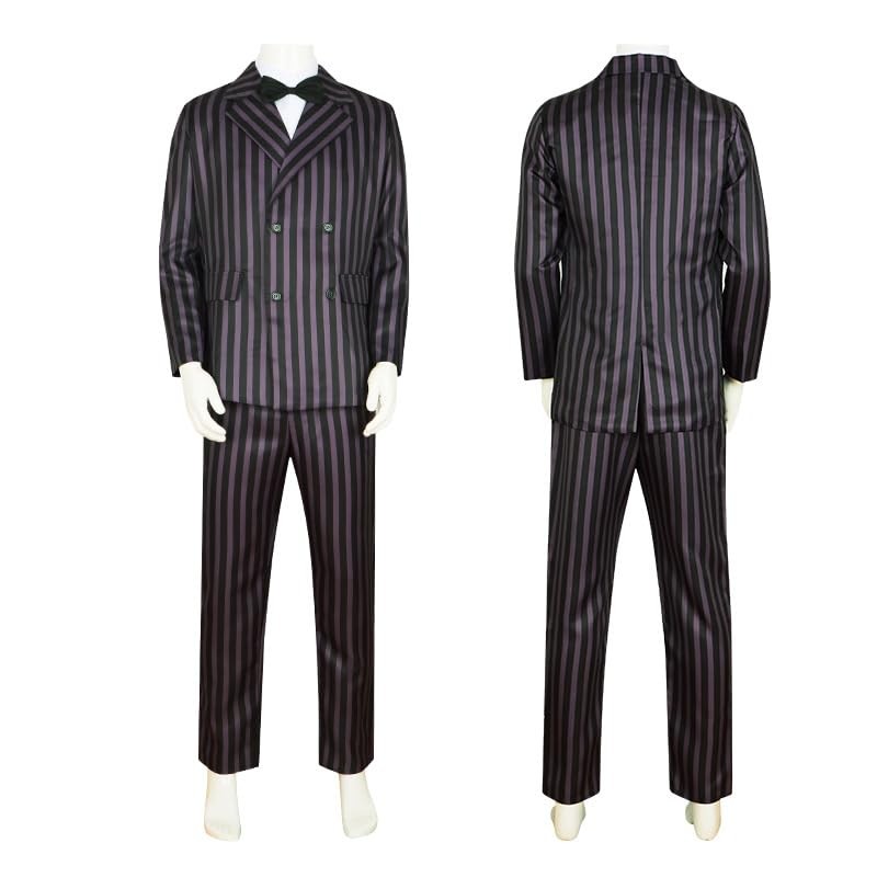 Fedtoku Adult Gomez Addams Costume Mens Gomez Cosplay Costume Black