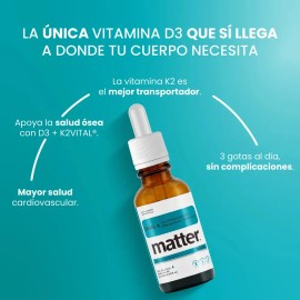 Matter Desol K Suplemento Alimenticio de Vitamina D3 en Gotas, 400 UI por Gota  K2, Alta Absorcin, Apoyo seoy Cardiaco, 52 ml                         