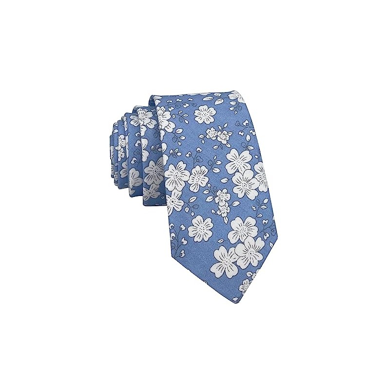 Kebocis Corbata de algodón para hombre, Blooms - Azul claro,