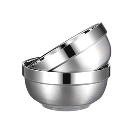 Yalilong Set of 2 Heat Insulated Stainless Steel Bowls, SUS 304, Double Walled Multipurpose, Perfect Snack Bowls for Serving Ice Cream or Hot Soup, Cereal, Rice, Noodles, Salad (30 ounces)