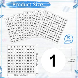 50 Sheets 1 to 100 Vinyl Consecutive Number Stickers Small Round Labels Inventory/Storage Organizing Stickers for Indoor Outdoor, Storage, Organizing, Boxes, Bins, Toolbox, Locker (White)