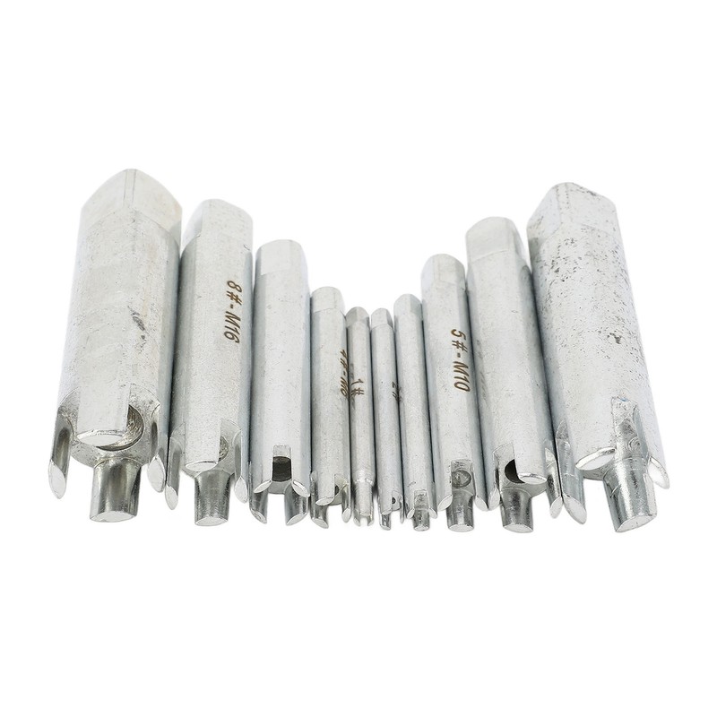 10Pcs Screw Tap Extractor Set Quenched Alloy Steel Broken Screw