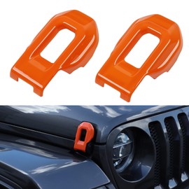 Hoolcar Hood Latch Lock Catch Brackets Cover for 2018-2021 Jeep Wrangler JL JLU & 2020-2021 Gladiator JT, Orange