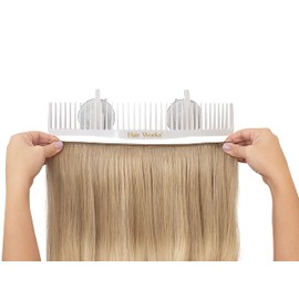 Hair Works ULTRA Hair Extension Holder - Professionally Designed to Securely Hold Extra Wide Wefts including Hand Tied Wefts, Wide Band Wefts, Beaded Wefts, and Full Bundles While You Wash, Color, Style & Store (White)